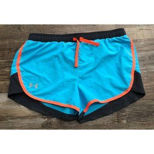Under Armour Youth Girls XL Blue Briefed Lined Athletic Running Shorts